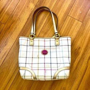 Authentic Coach Shoulder Purse, white colorful